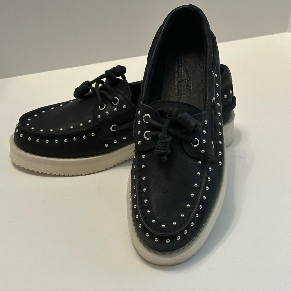 Sperry X Rebecca Minkoff Original Boat Shoe Black leather Sz7.5 NWOB